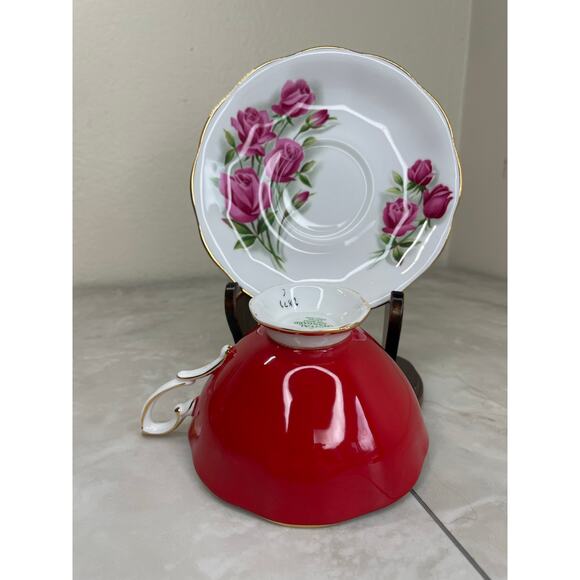 Royal Standard Fashion Tea cup and Saucer Red Pink Floral - Picture 12 of 16